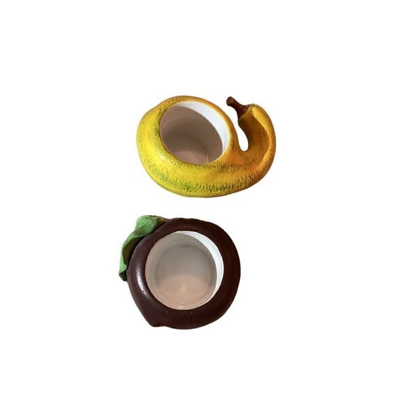 Set Of 5 Vintage Partylite Fine Porcelain Fruit Tea Light Candle Holders Fall Ho - Picture 4 of 7